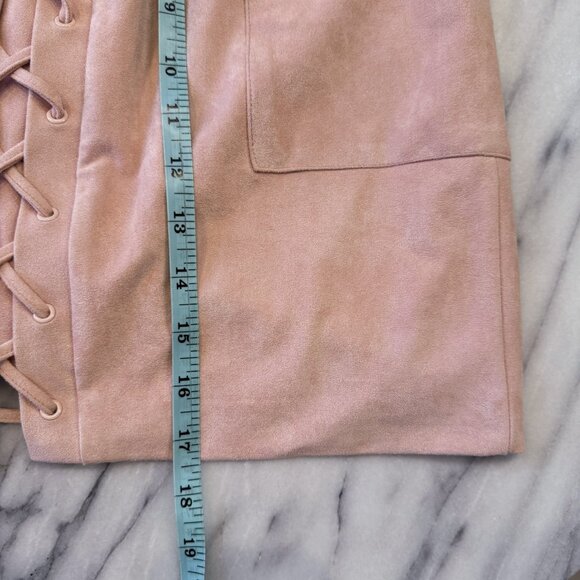 NWT Mistress Rocks Light Pink Suede Lace Up Mini Skirt Size M with Pockets - Picture 13 of 13